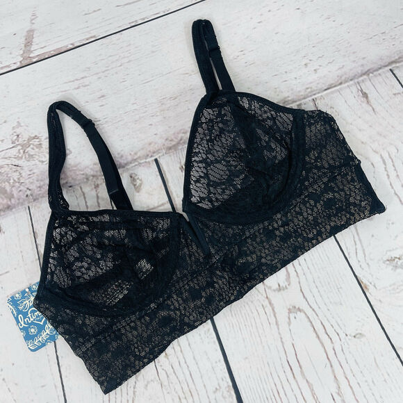 Free People Intimately Bra X-Small Tameeka Underwire Bralette Black Lace New - Picture 2 of 10